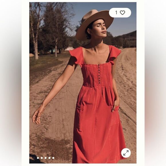 By Anthropologie Pilcro Flutter Sleeve Midi Dress size Small